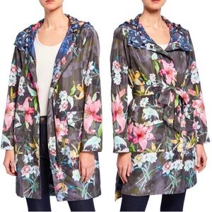 Johnny Was Camio Reversible Floral  Raincoat